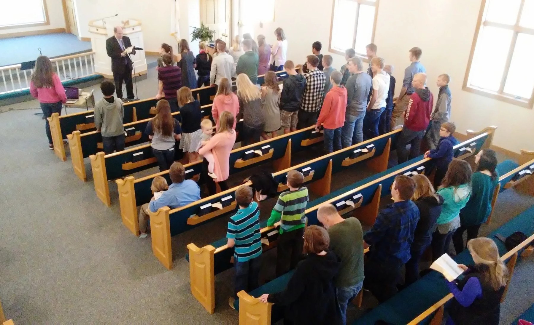 Congregation gathered in the sanctuary for worship